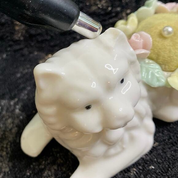 Vintage Cat Figurine Lot Ceramic 4 Pin Cushion Persian Ceramic Porcelain Kitten - Picture 2 of 10